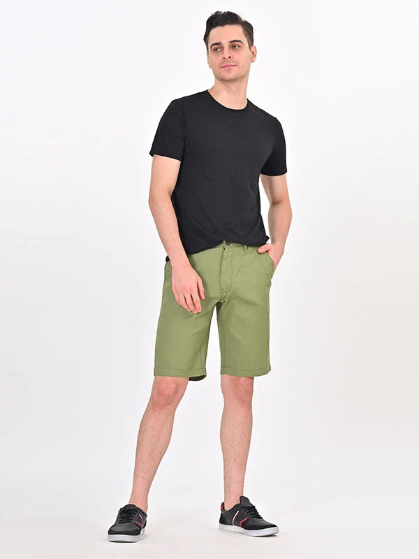 Indian Terrain Men's Regular Fit Solid Green Shorts